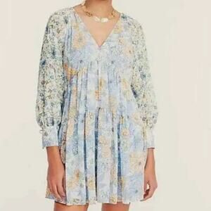 J.Crew Women's Floral Multi-colored Low V-Nech Tiered Dress. Size 6